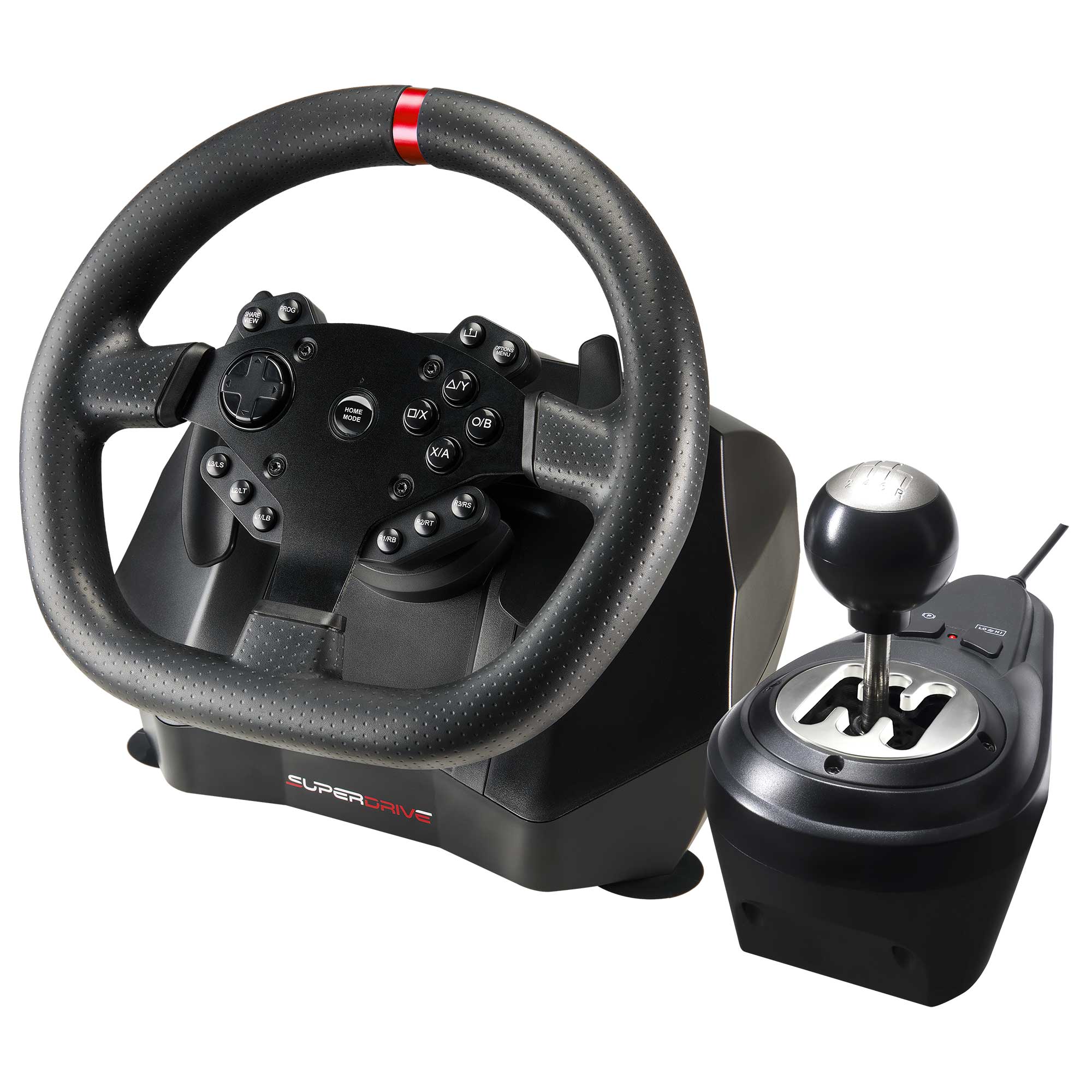 Superdrive - GS850-X racing steering wheel with manual shifter, 3 pedals,  paddle shifters for Xbox Serie X/S, PS4, Xbox One, (programmable)